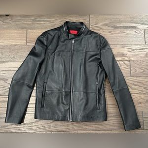 Hugo Boss Mens Slim Leather Jacket - Extra Large